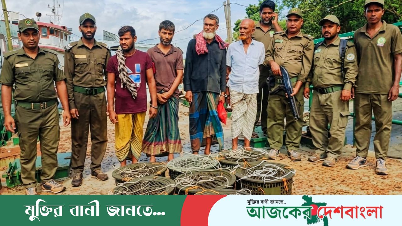 সুন্দরবনে বিভাগের অভিযানে কাঁকড়া ও হরিণ শিকারের ফাঁদ-সহ আটক ৪